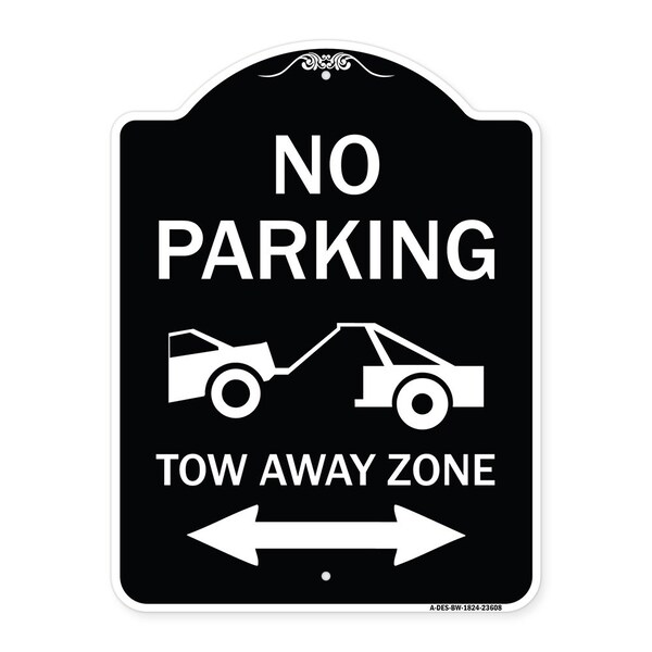 Signmission No Parking Tow-Away Zone W/ Bidirectional Arrow Heavy-Gauge Aluminum Sign, 24" x 18", BW-1824-23608 A-DES-BW-1824-23608 - main
